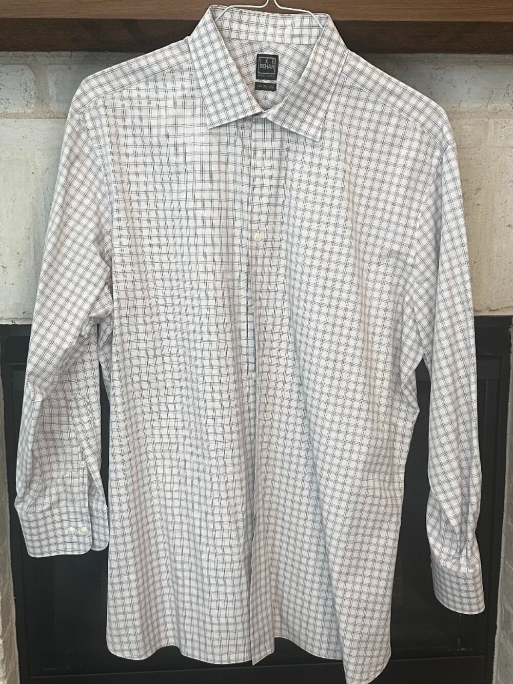 Ike Behar New York Men's Dress Shirt Plaid Check Long Sleeve Collared Cotton